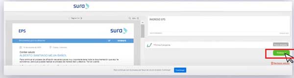 BOTON FINALIZAR AFILIACION EPS SURA