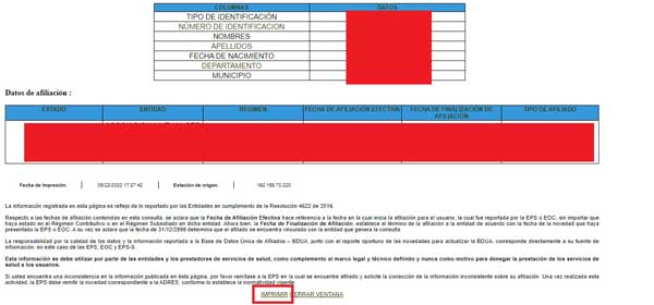 DATOS AFILIADO Y AFILIACION FOSYGA