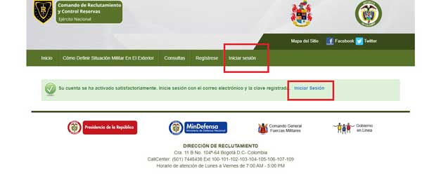 INICIAR SESION DIRECCION DE RECLUTAMIENTO LIBRETA MILITAR
