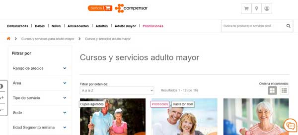 CATEGORIA ADULTO MAYOR TIENDA COMPENSAR