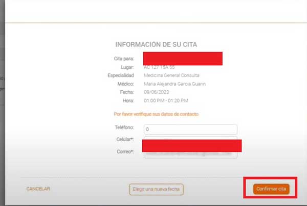 CONFIRMAR CITA CITAS COMPENSAR