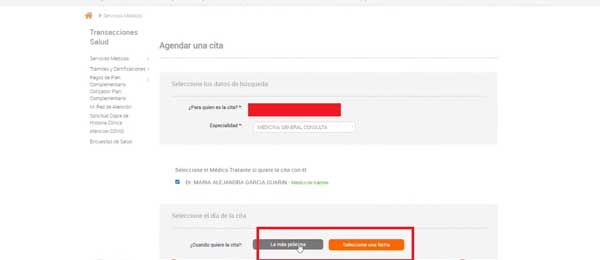 SELECCIONAR FECHA CITAS COMPENSAR