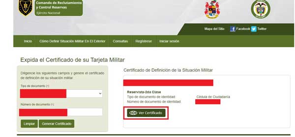 VER CERTIFICADO TARJETA MILITAR