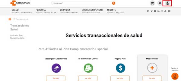 ACCESO A ZONA TRANSACCIONAL EPS COMPENSAR CERTIFICADO