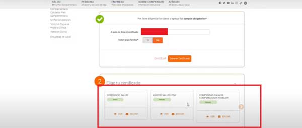 ELIGE TU CERTIFICADO EPS COMPENSAR CERTIFICADO