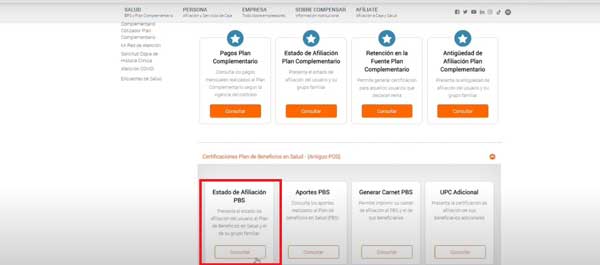 ESTADO DE AFILIACION PBS EPS COMPENSAR CERTIFICADO