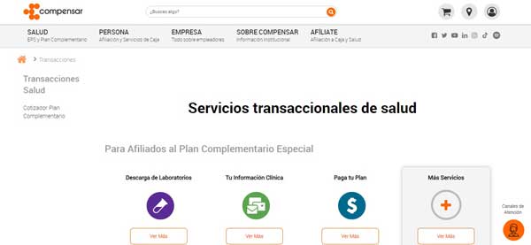 PAGINA PRINCIPAL ZONA TRANSACCIONAL COMPENSAR