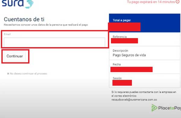 CORREO ELECTRONICO TARJETA CREDITO SURA PAGO EXPRESS