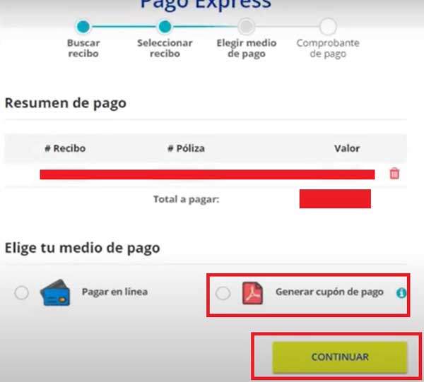 GENERAR CUPON DE PAGO SURA PAGO EXPRESS
