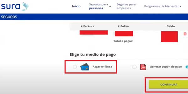 PAGO EN LINEA SURA PAGO EXPRESS