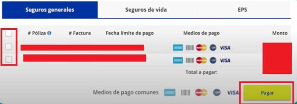 SELECCIONAR EL RECIBO Y PAGAR SURA PAGO EXPRESS