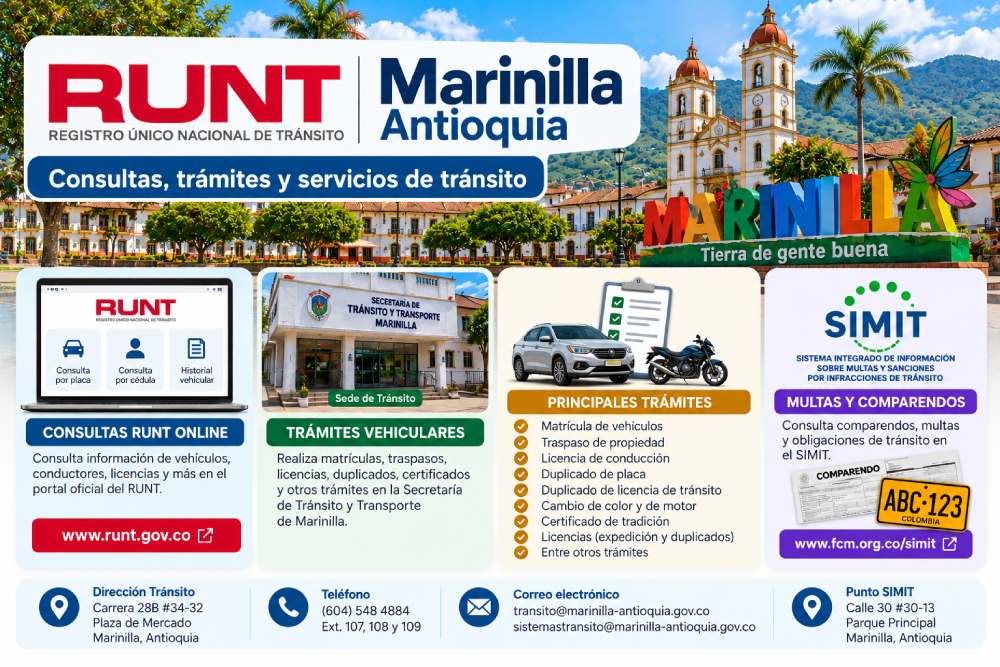 RUNT Marinilla Antioquia consultas online trámites vehiculares y multas SIMIT