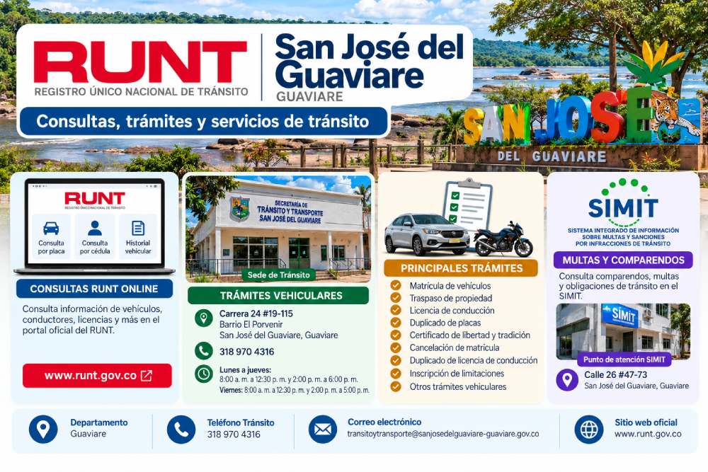 RUNT San José del Guaviare consultas online trámites vehiculares y multas SIMIT